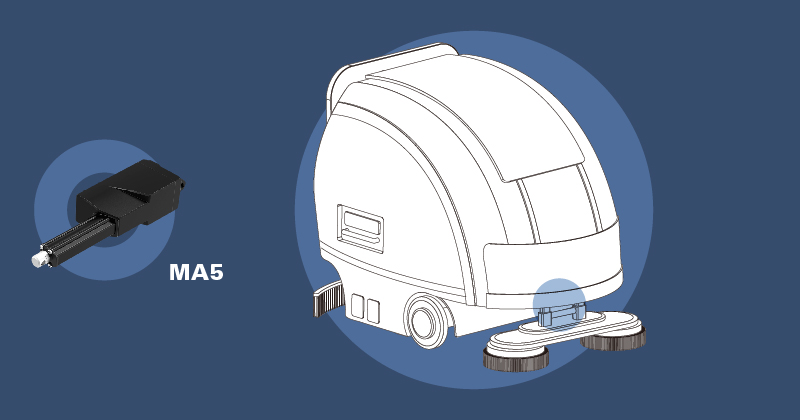 Atuadores lineares elétricos para AGVs de limpeza industrial